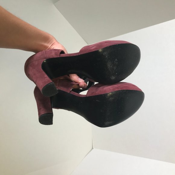 J. Crew 7 Italian Suede Platform Mary Janes Heels - Picture 7 of 8